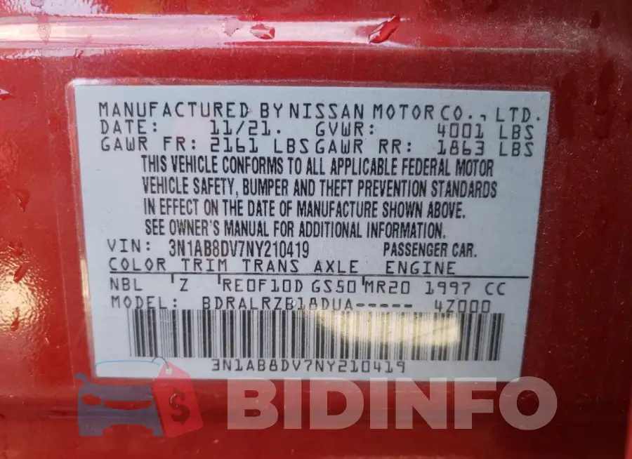3N1AB8DV7NY210419 Photo# 12