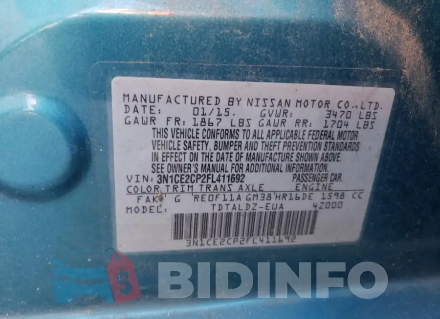 3N1CE2CP2FL411692 Photo# 13