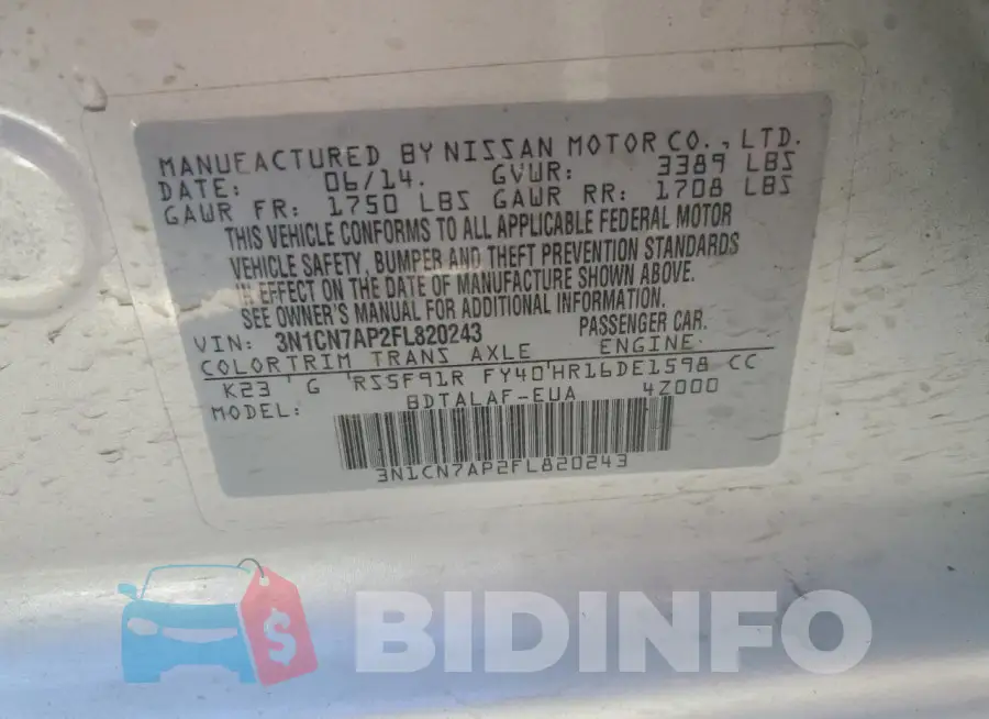 3N1CN7AP2FL820243 Photo# 12