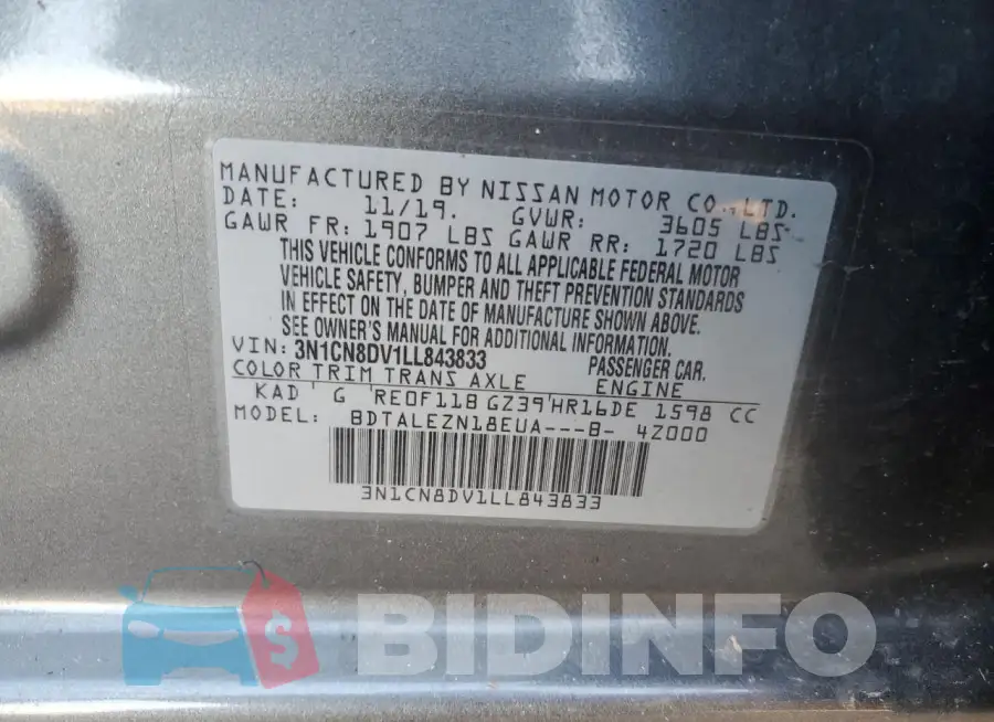 3N1CN8DV1LL843833 Photo# 13