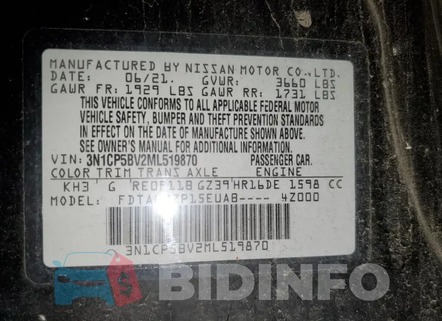 3N1CP5BV2ML519870 Photo# 13