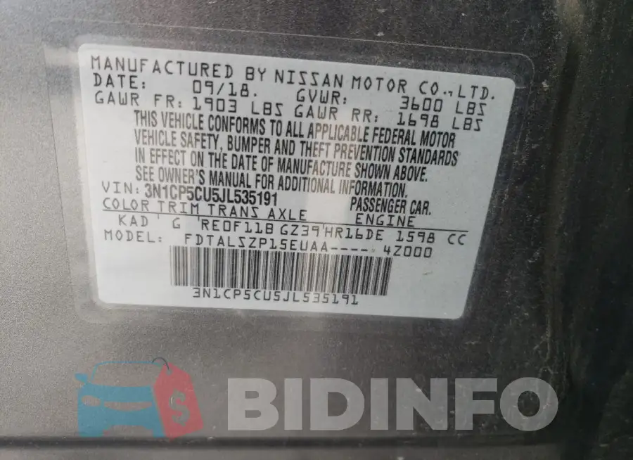 3N1CP5CU5JL535191 Photo# 12