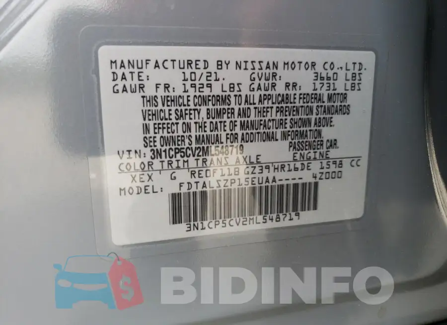 3N1CP5CV2ML548719 Photo# 13