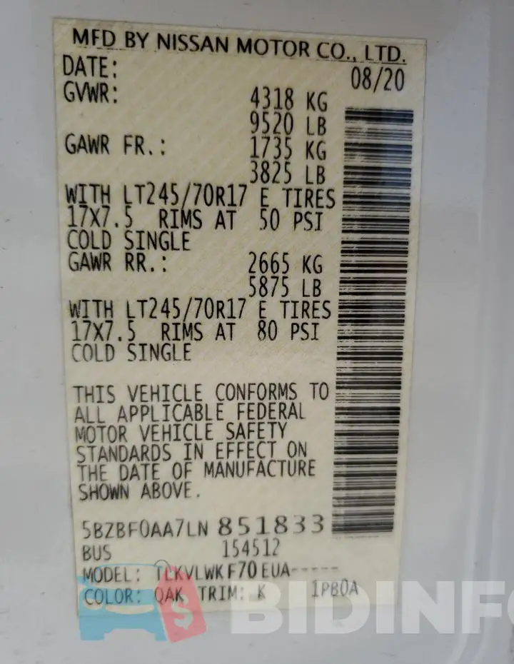 5BZBF0AA7LN851833 Photo# 13