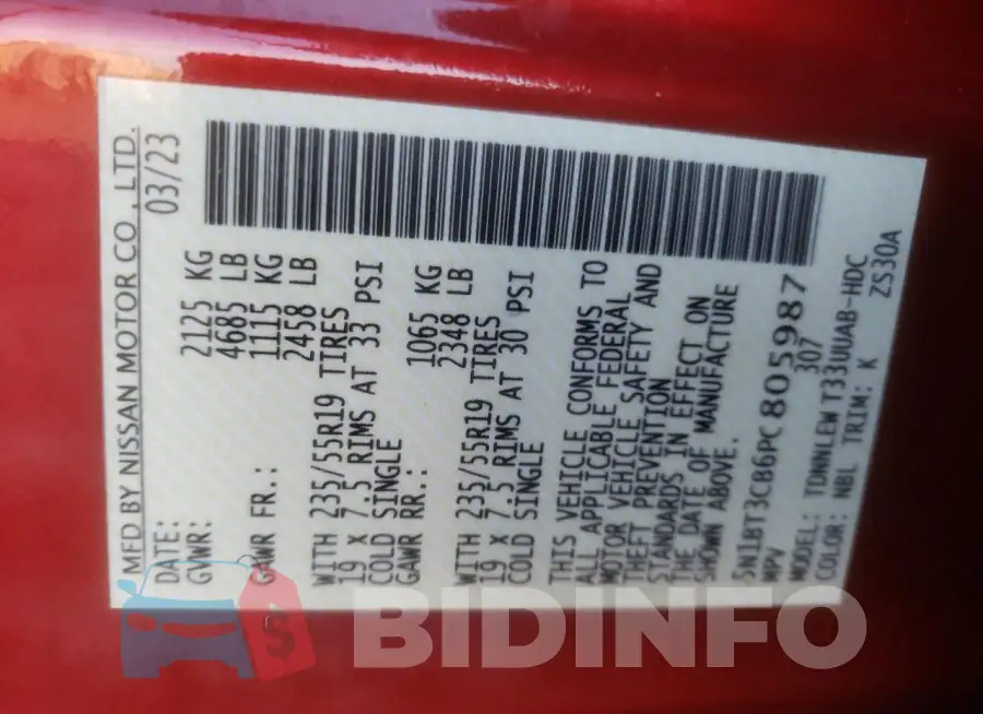 5N1BT3CB6PC805987 Photo# 14