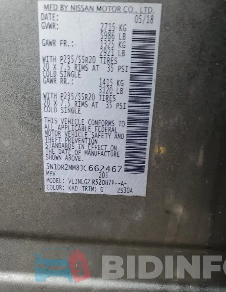 5N1DR2MM8JC662467 Photo# 13