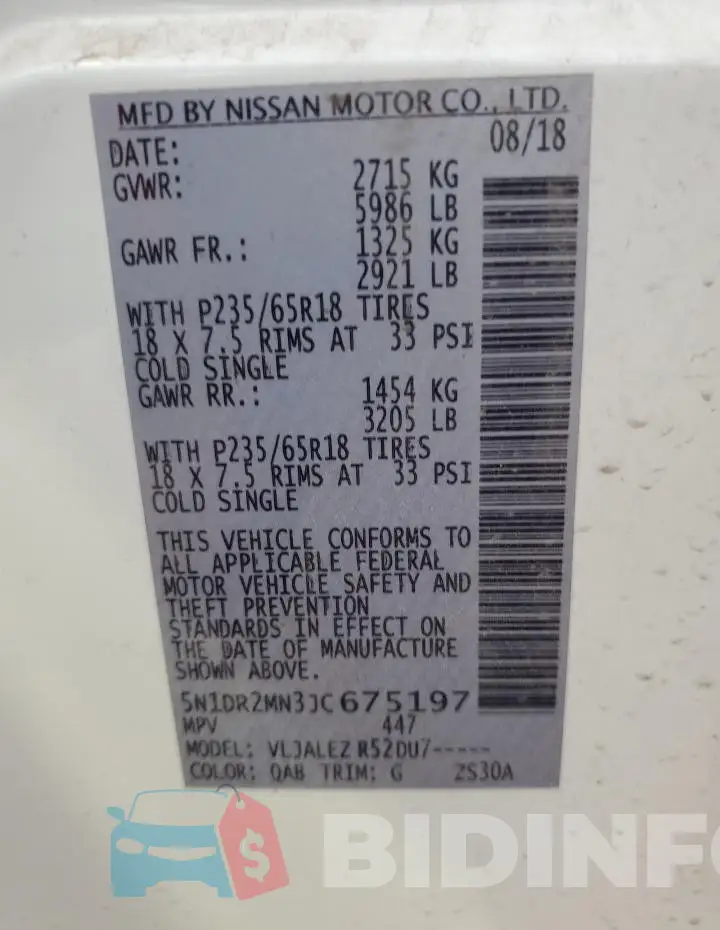 5N1DR2MN3JC675197 Photo# 12