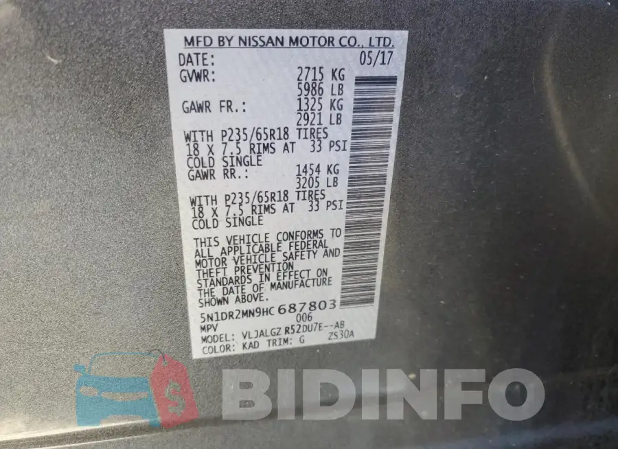 5N1DR2MN9HC687803 Photo# 12