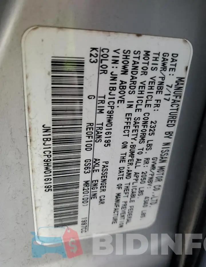 JN1BJ1CP9HW016195 Photo# 13