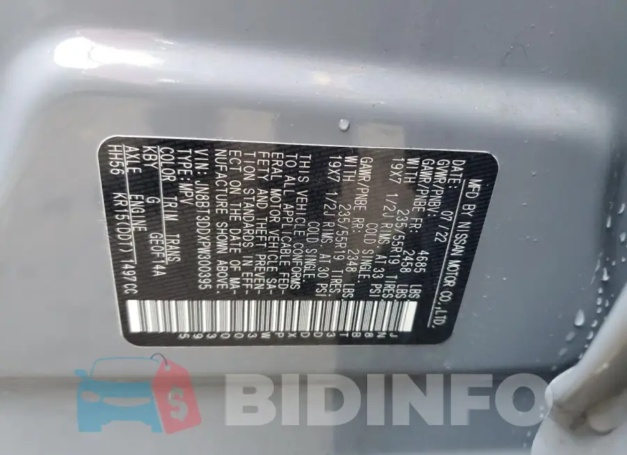 JN8BT3DDXPW300395 Photo# 14