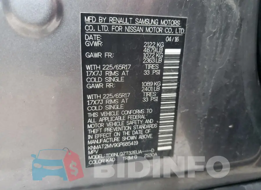 KNMAT2MV9GP685419 Photo# 14