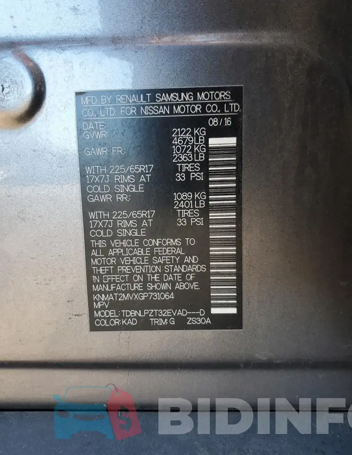 KNMAT2MVXGP731064 Photo# 12