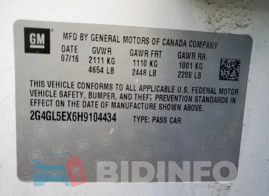 2G4GL5EX6H9104434 Photo# 12