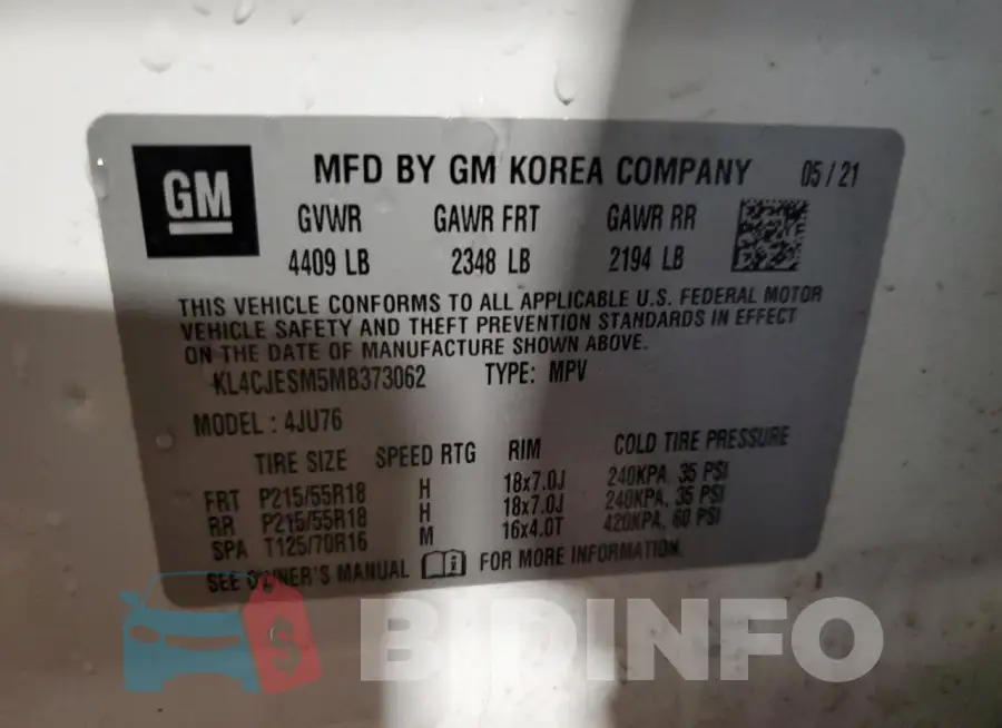 KL4CJESM5MB373062 Photo# 13