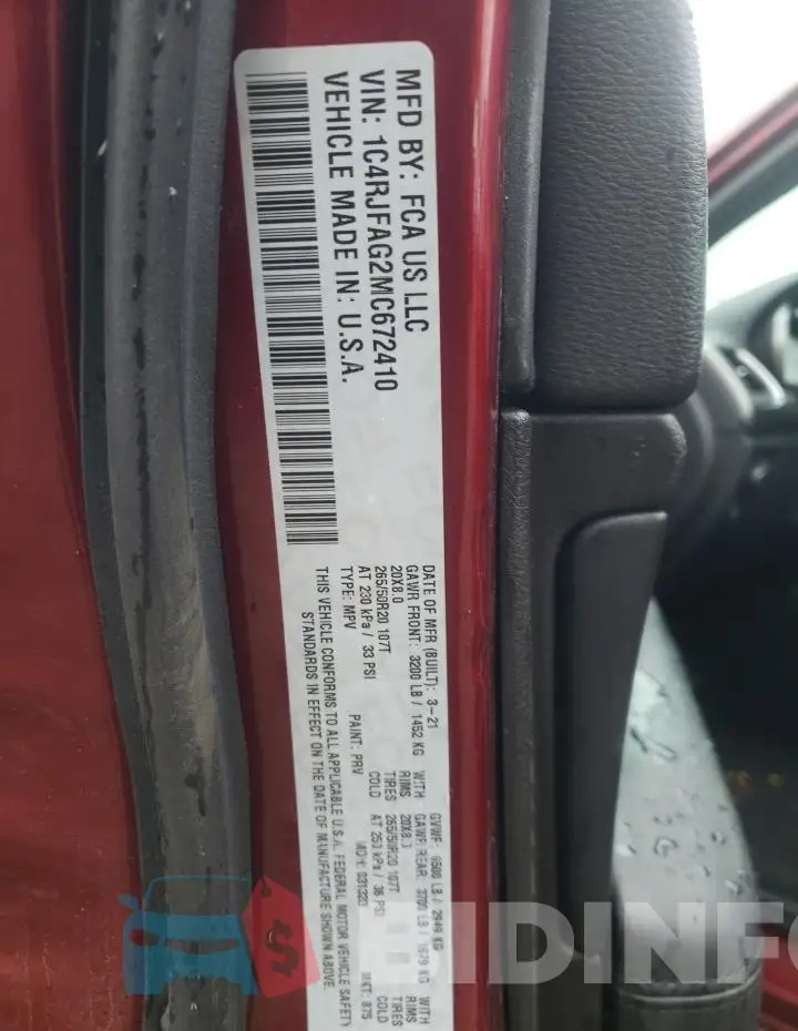 1C4RJFAG2MC672410 Photo# 13