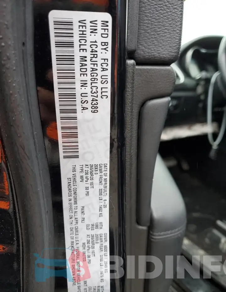 1C4RJFAG6LC374389 Photo# 13