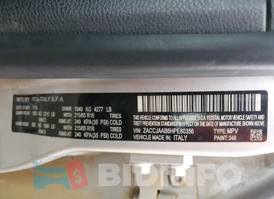 ZACCJAAB6HPE80356 Photo# 12