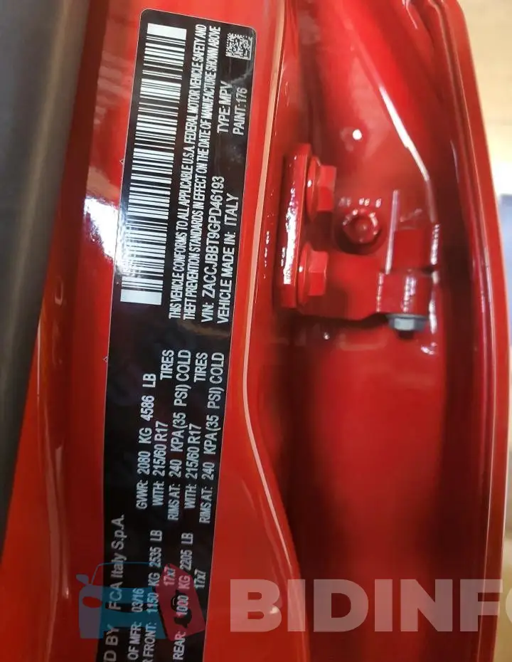 ZACCJBBT9GPD46193 Photo# 13