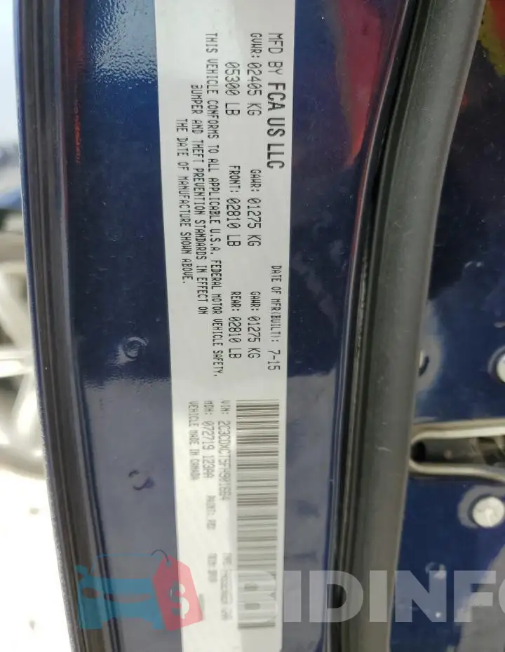 2C3CDXCT5FH901664 Photo# 12