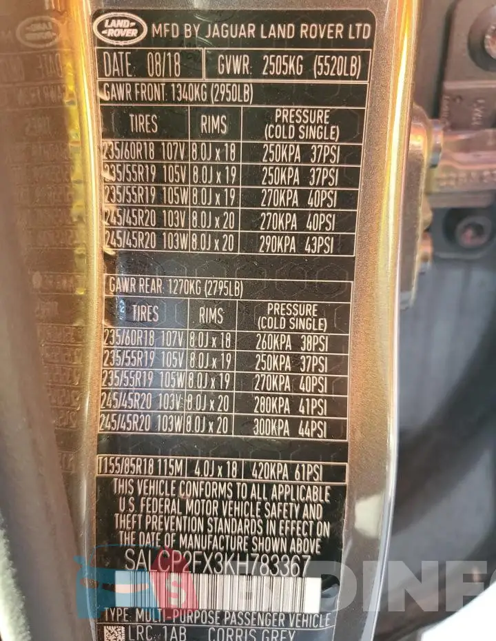SALCP2FX3KH783367 Photo# 12