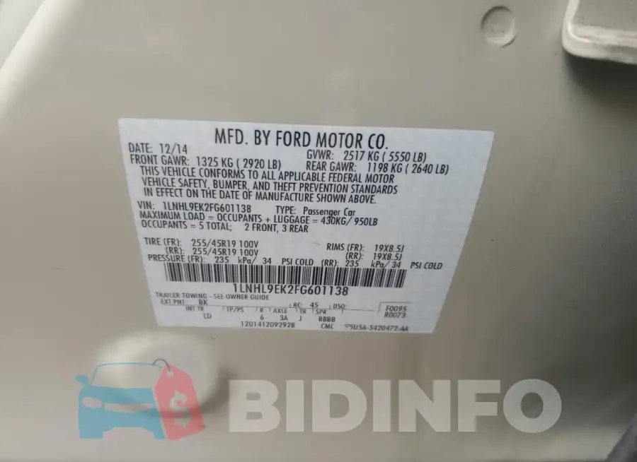 1LNHL9EK2FG601138 Photo# 12