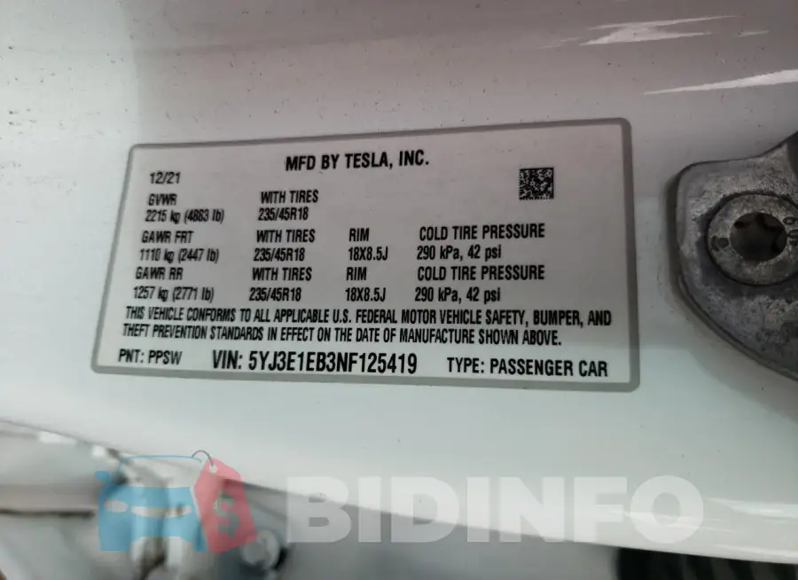 5YJ3E1EB3NF125419 Photo# 12