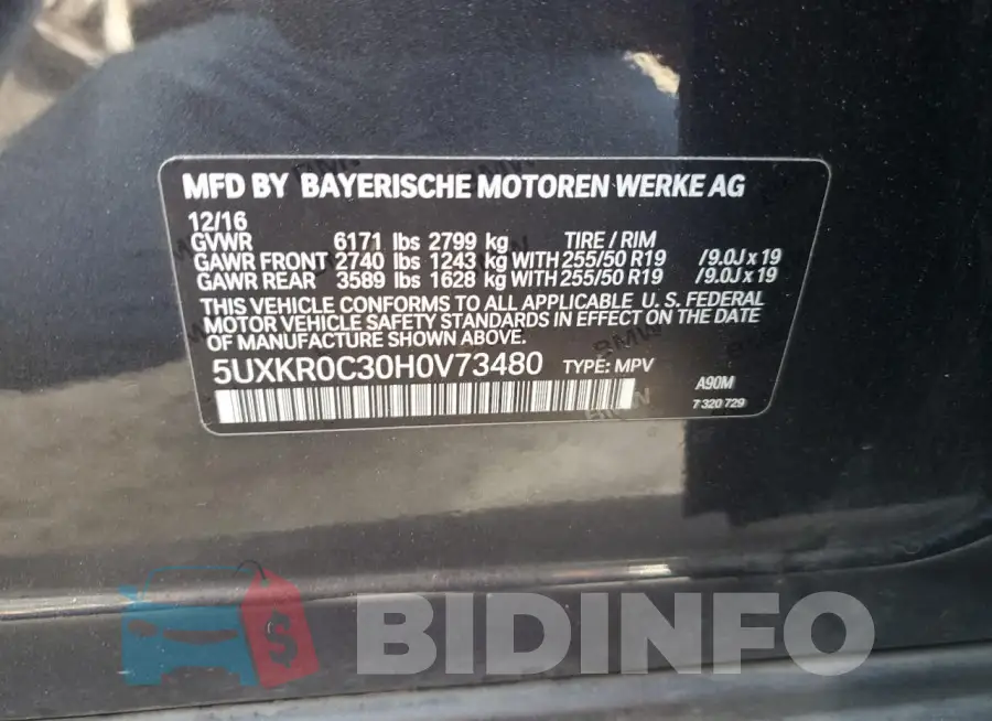 5UXKR0C30H0V73480 Photo# 13