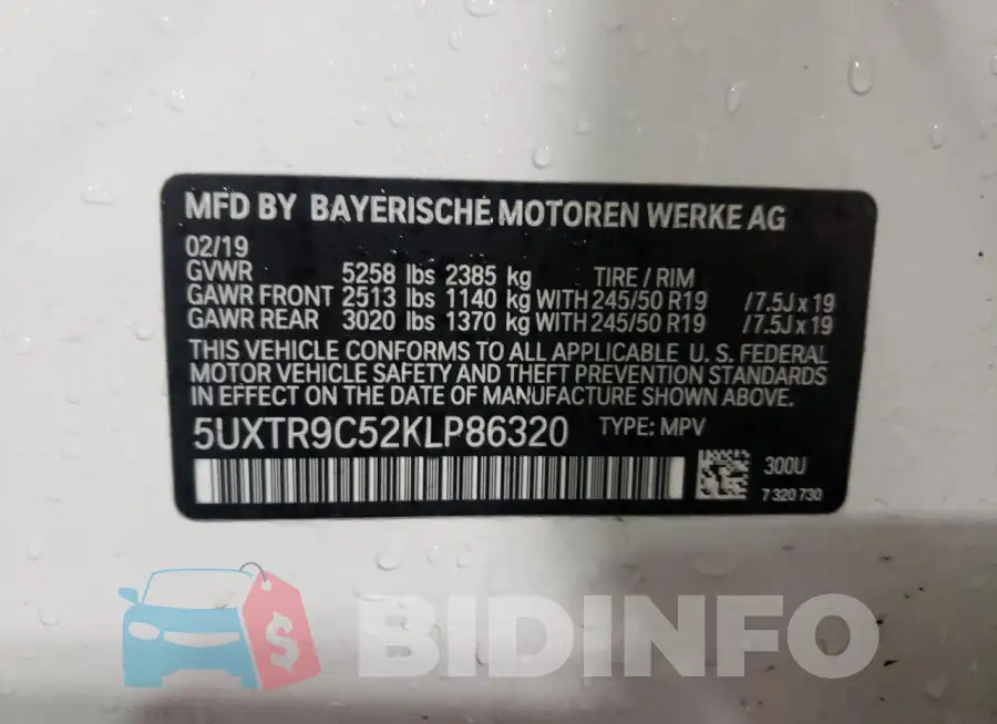 5UXTR9C52KLP86320 Photo# 12