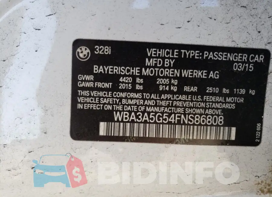 WBA3A5G54FNS86808 Photo# 12