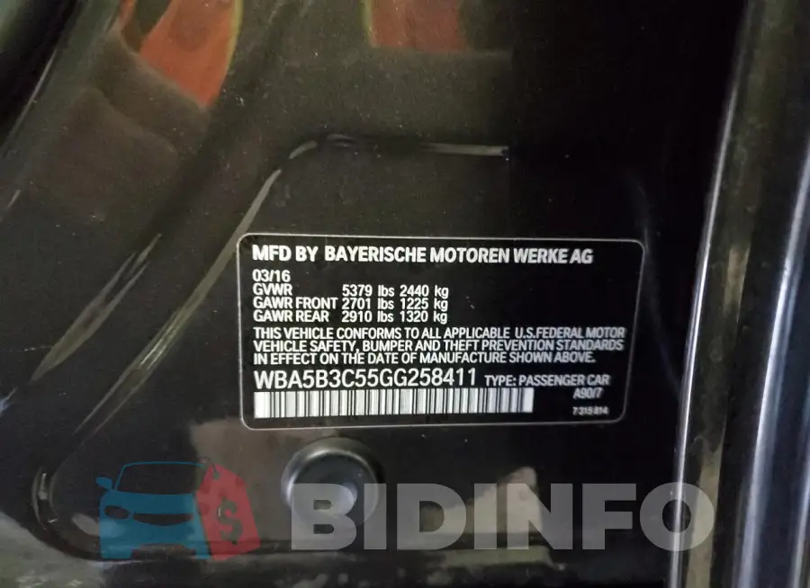 WBA5B3C55GG258411 Photo# 12