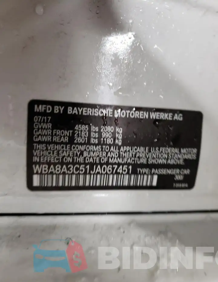 WBA8A3C51JA067451 Photo# 12