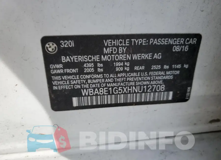 WBA8E1G5XHNU12708 Photo# 12