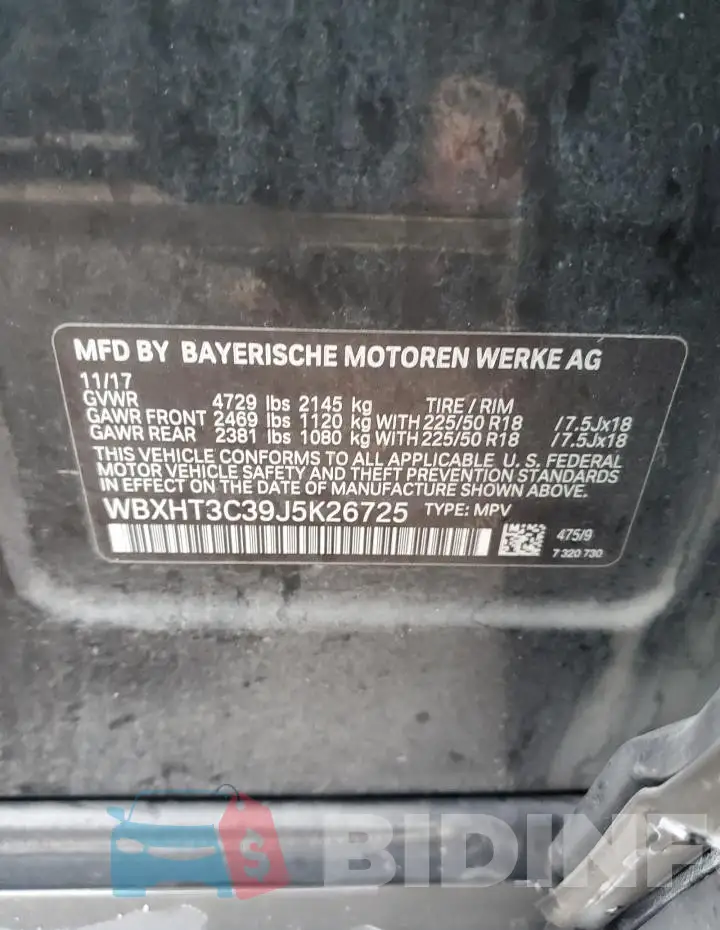WBXHT3C39J5K26725 Photo# 13