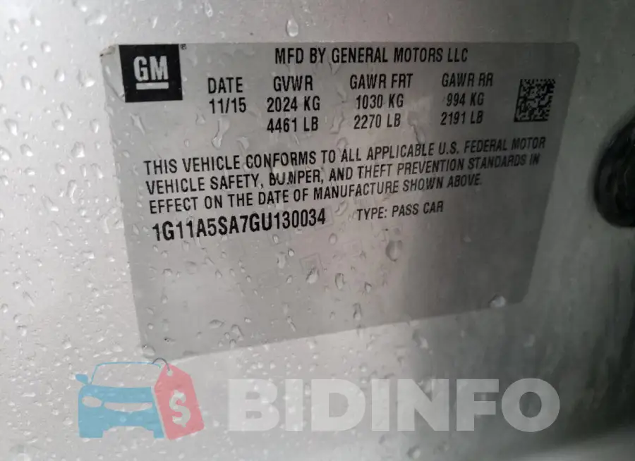 1G11A5SA7GU130034 Photo# 13