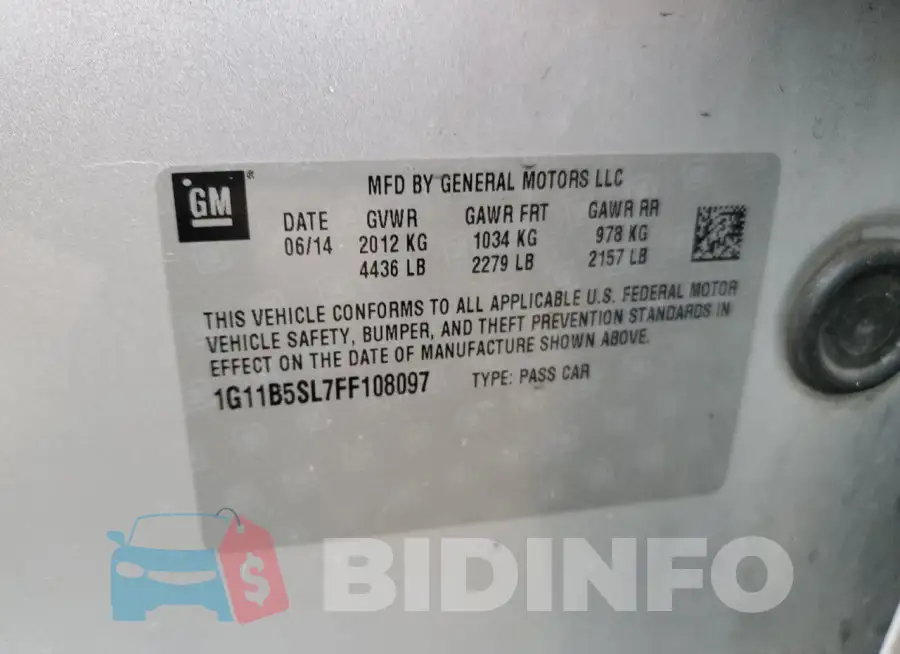 1G11B5SL7FF108097 Photo# 12