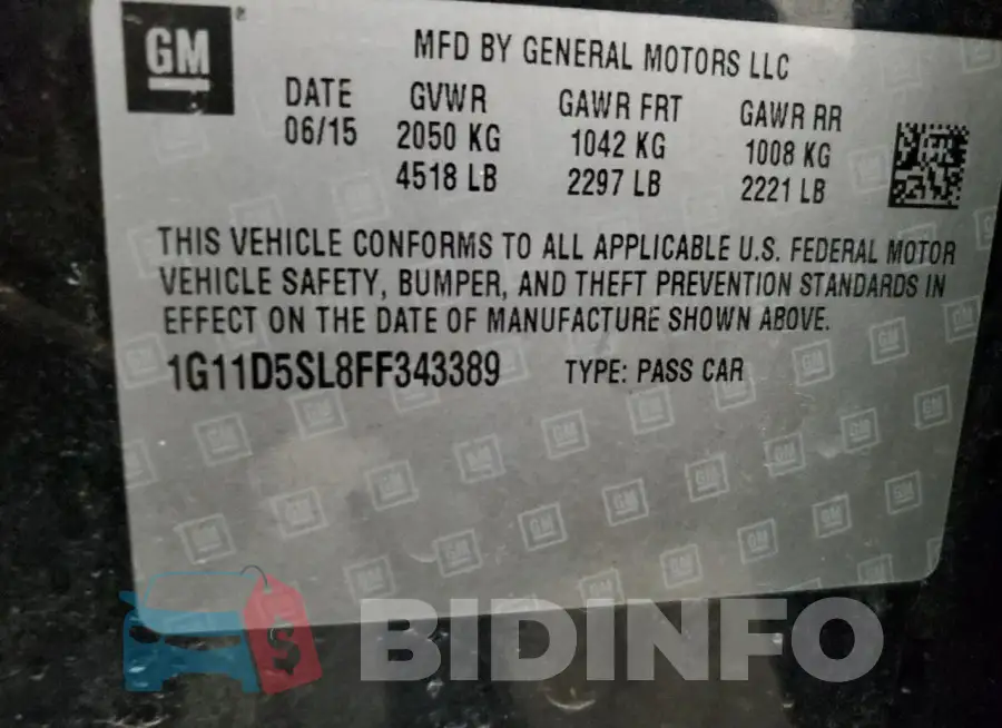 1G11D5SL8FF343389 Photo# 12