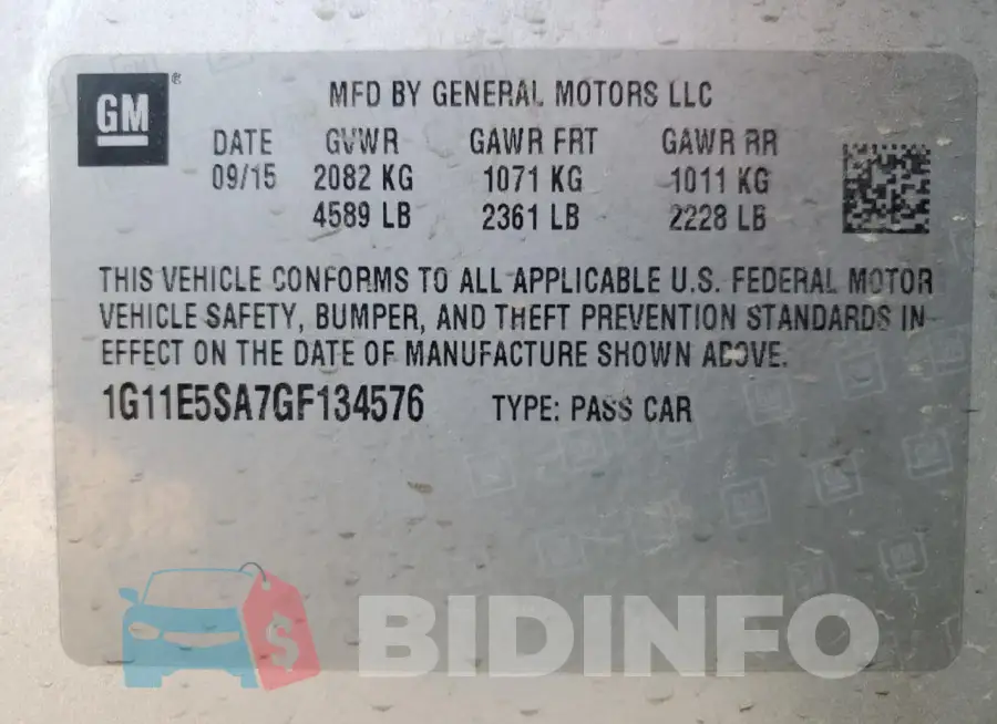 1G11E5SA7GF134576 Photo# 12