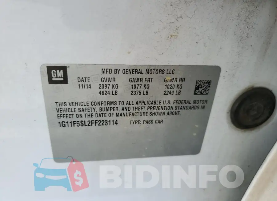 1G11F5SL2FF223114 Photo# 12