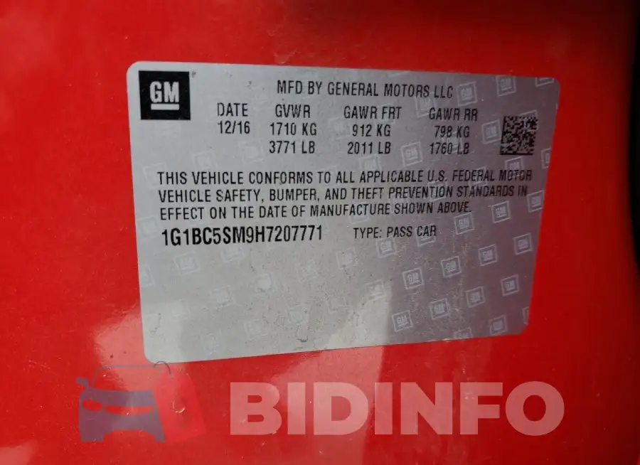 1G1BC5SM9H7207771 Photo# 12