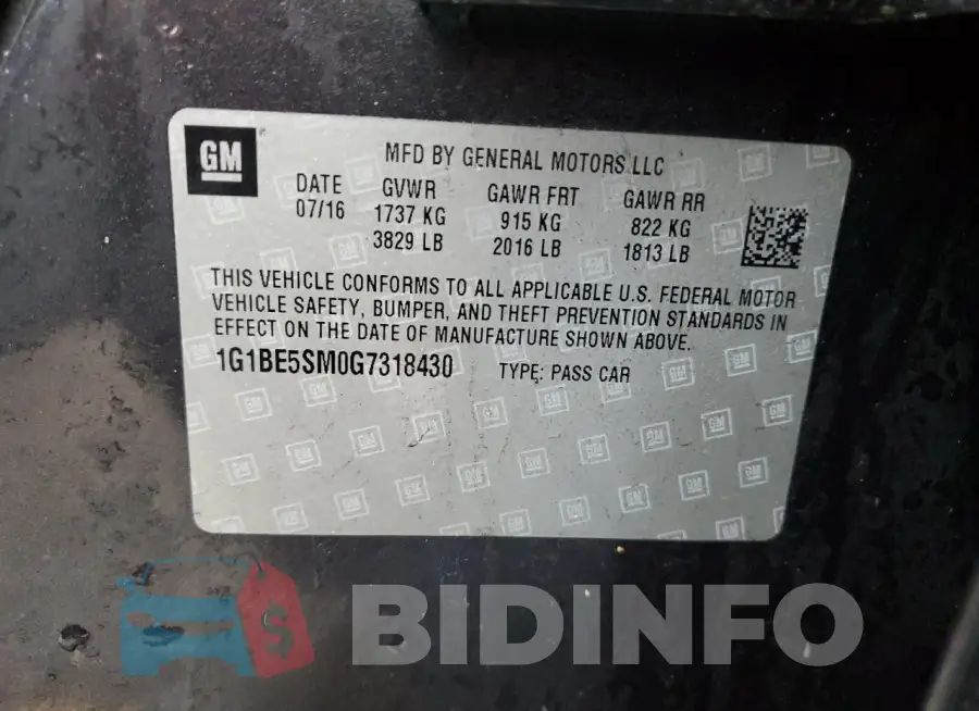 1G1BE5SM0G7318430 Photo# 12