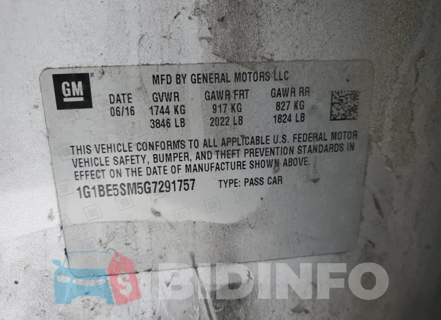 1G1BE5SM5G7291757 Photo# 12