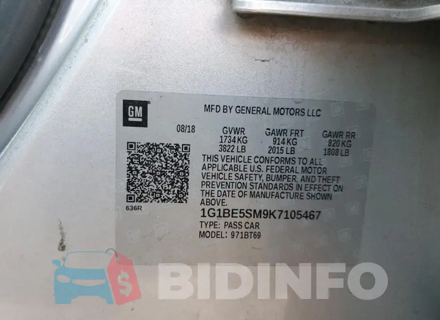 1G1BE5SM9K7105467 Photo# 12