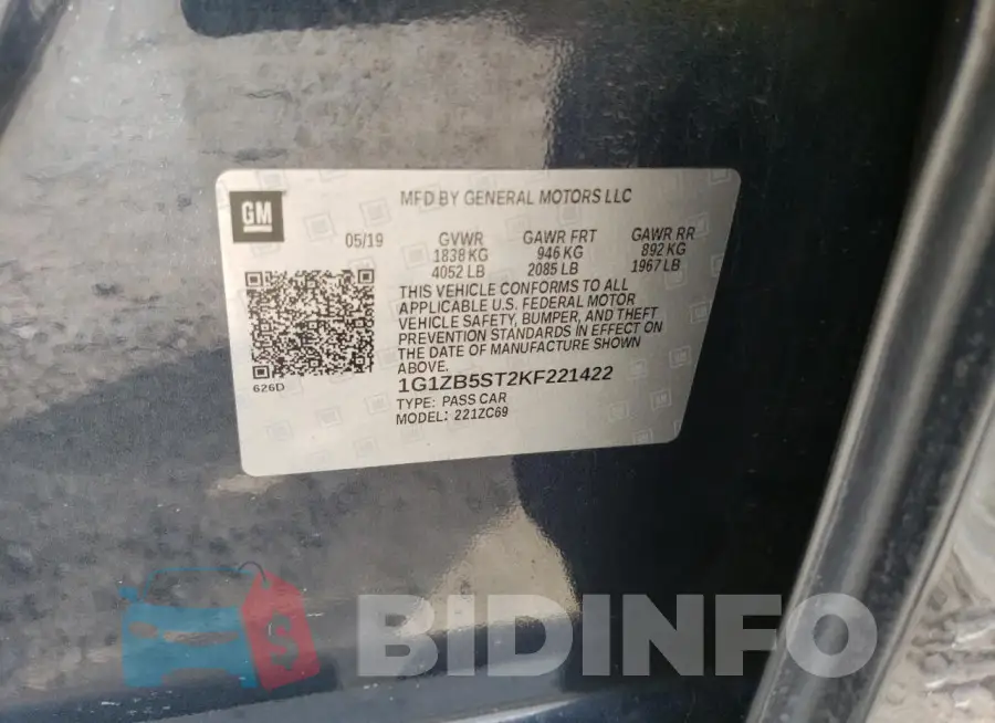 1G1ZB5ST2KF221422 Photo# 12