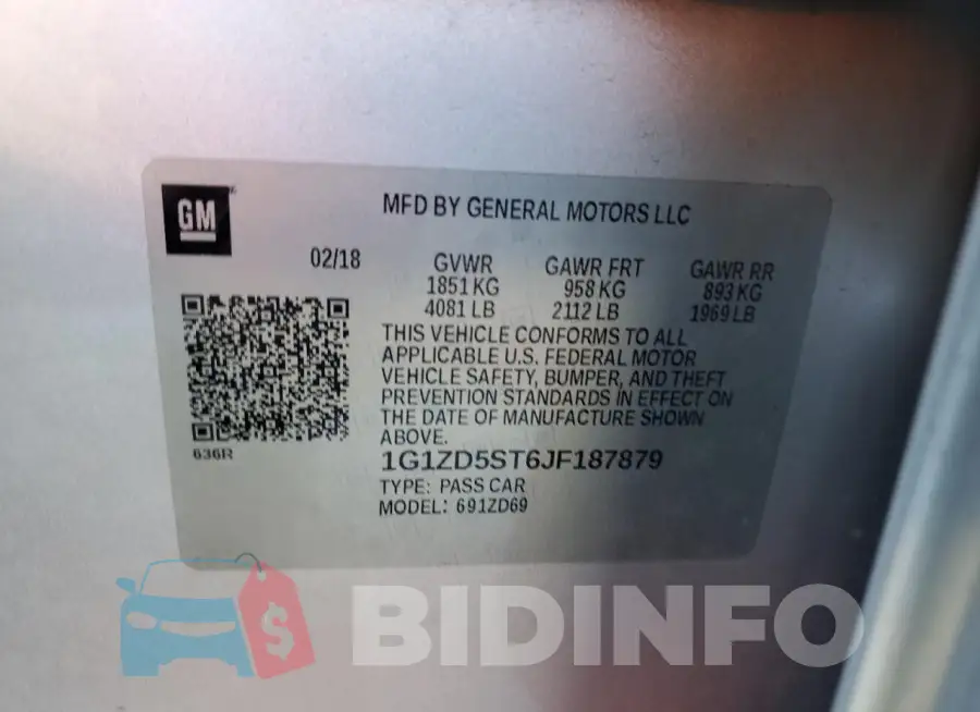 1G1ZD5ST6JF187879 Photo# 12