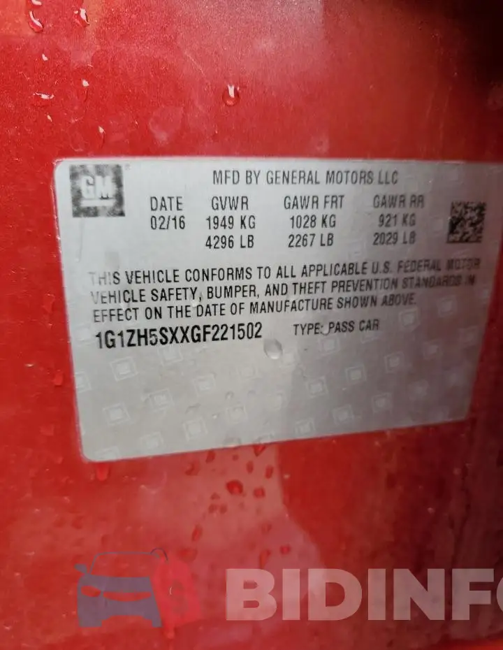 1G1ZH5SXXGF221502 Photo# 12