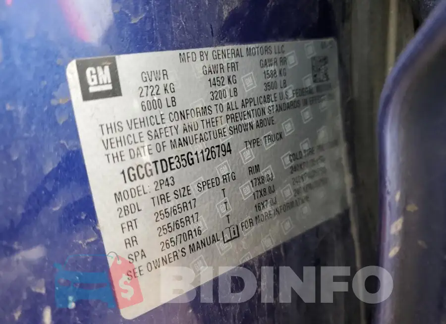 1GCGTDE35G1126794 Photo# 12