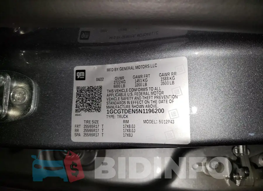 1GCGTDEN5N1196200 Photo# 12