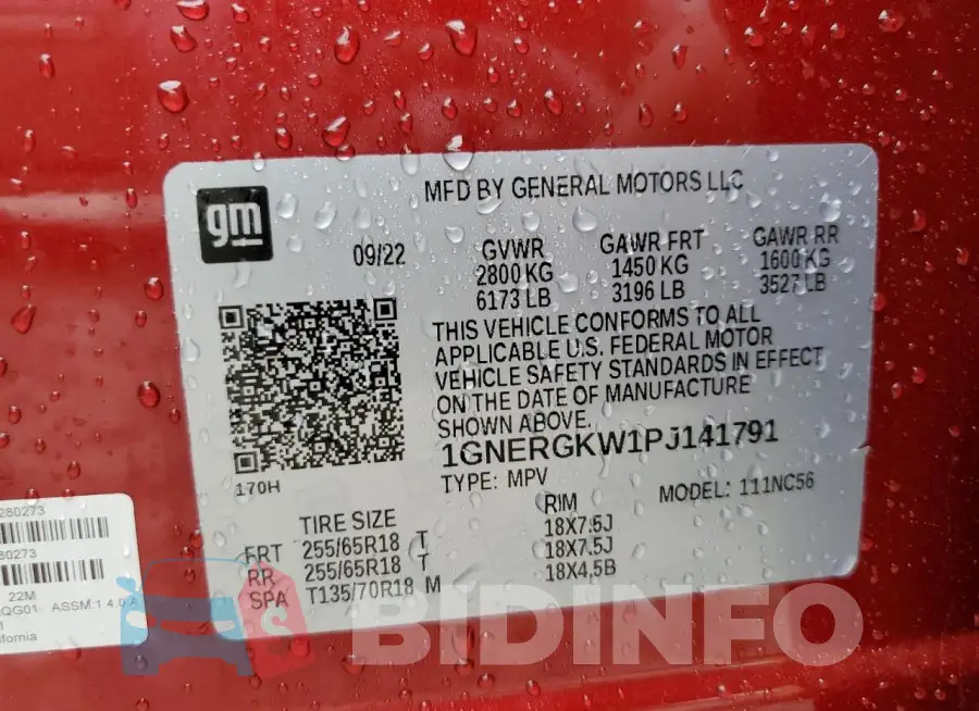 1GNERGKW1PJ141791 Photo# 14