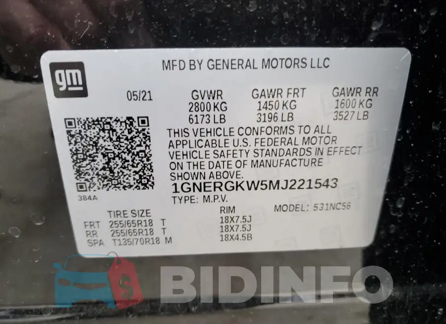 1GNERGKW5MJ221543 Photo# 14
