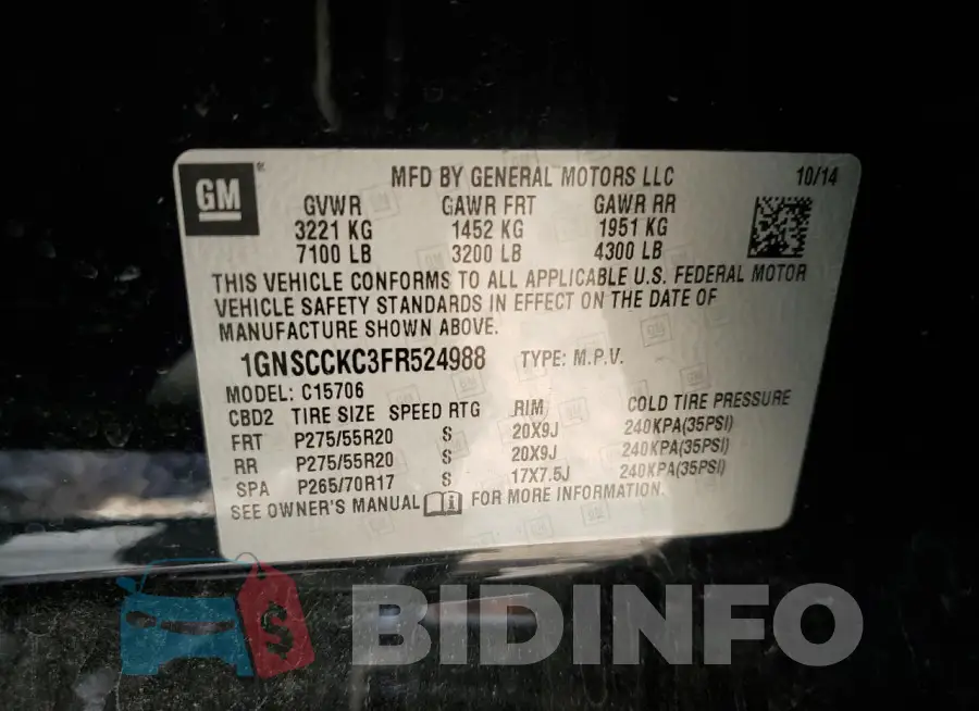 1GNSCCKC3FR524988 Photo# 12